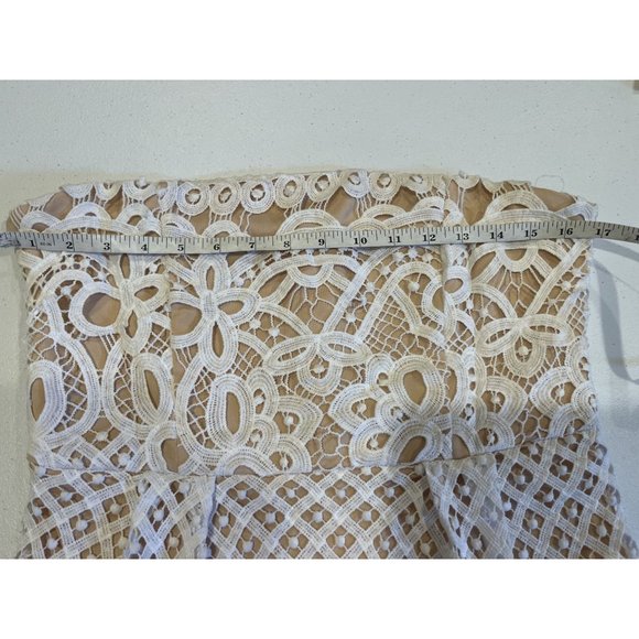 FRANCESCA'S Womens Giselle Strapless Lace Mini Dress Floral White & Cream Large - Picture 6 of 10